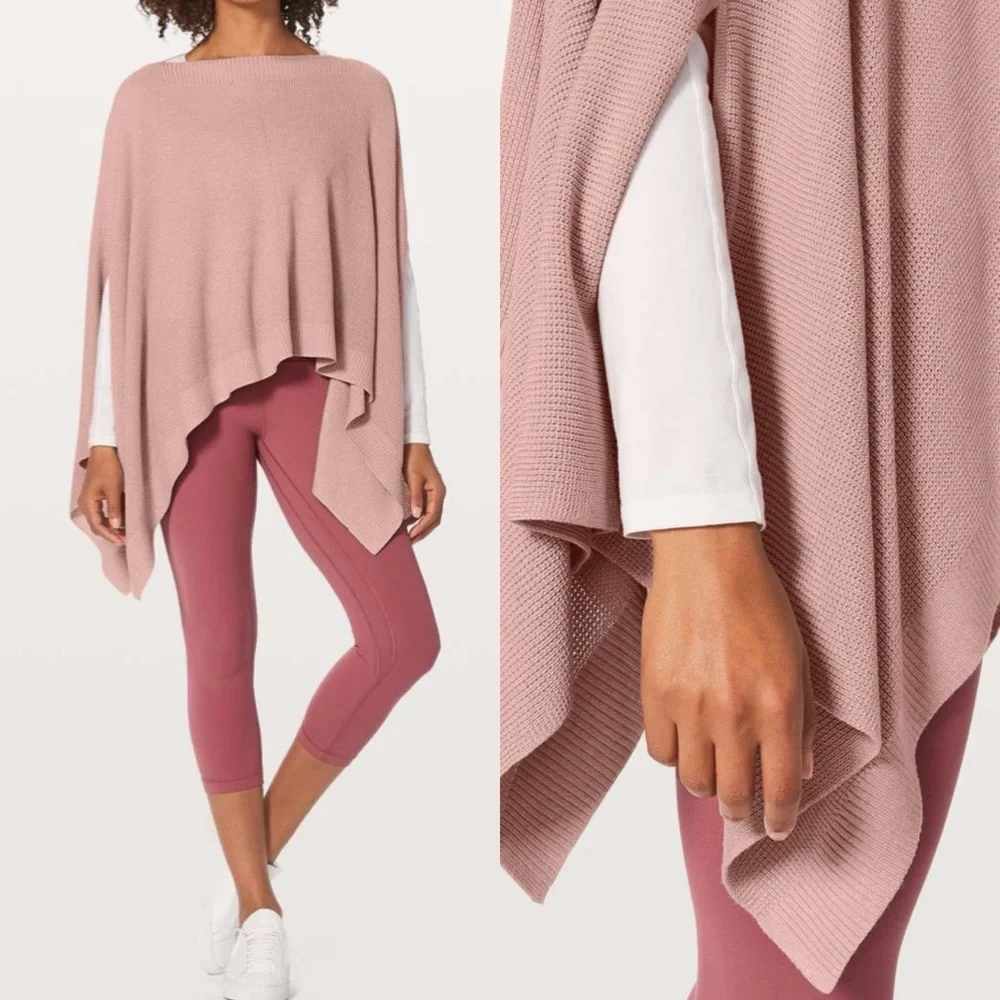 Lululemon Forward Flow Cape Heathered Mink Berry Pink Cashmere Blend